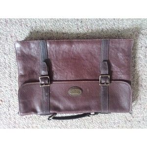 Fossil Brown Leather Laptop Bag Briefcase Messenger Bag
